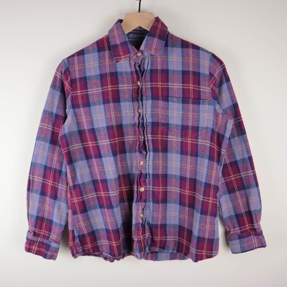 Brandy Melville‎ Button Up Plaid Flannel Women's One Size Measurements 19.5x23.5